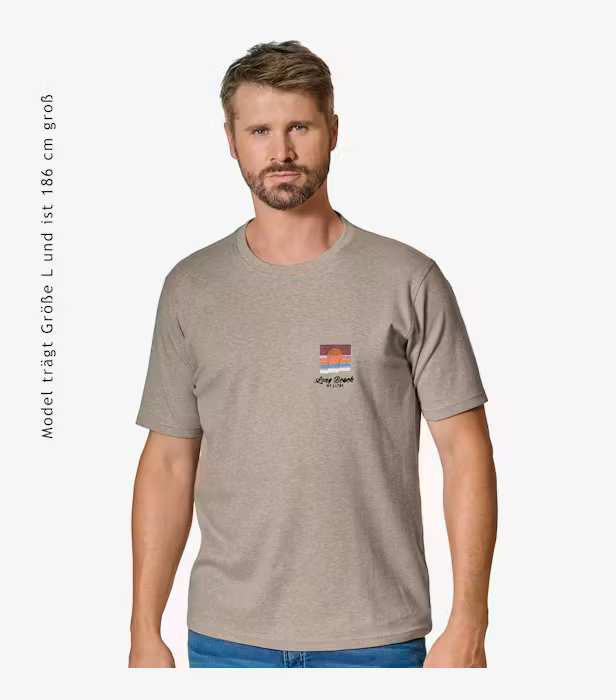 Tricou O Neck bumbac barbati CASA MODA New York bej [4]