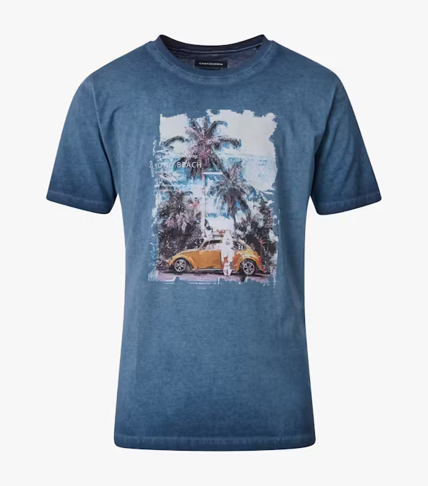 Tricou O Neck bumbac barbati CASA MODA New York albastru inchis [1]