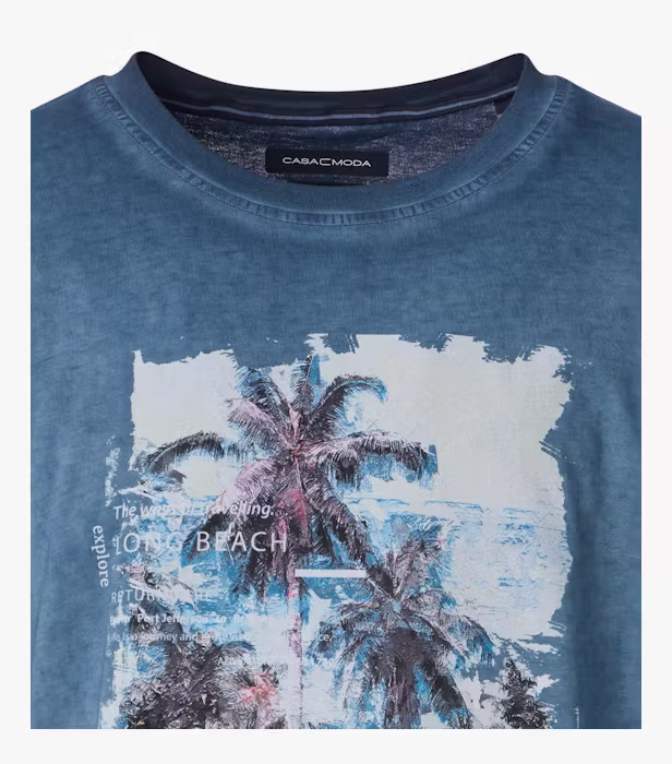 Tricou O Neck bumbac barbati CASA MODA New York albastru inchis [3]