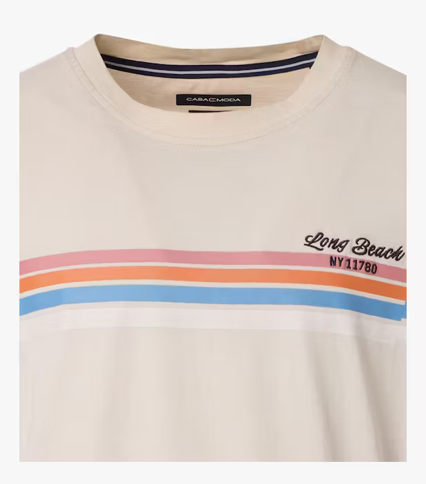 Tricou O Neck bumbac barbati CASA MODA New York bej [3]