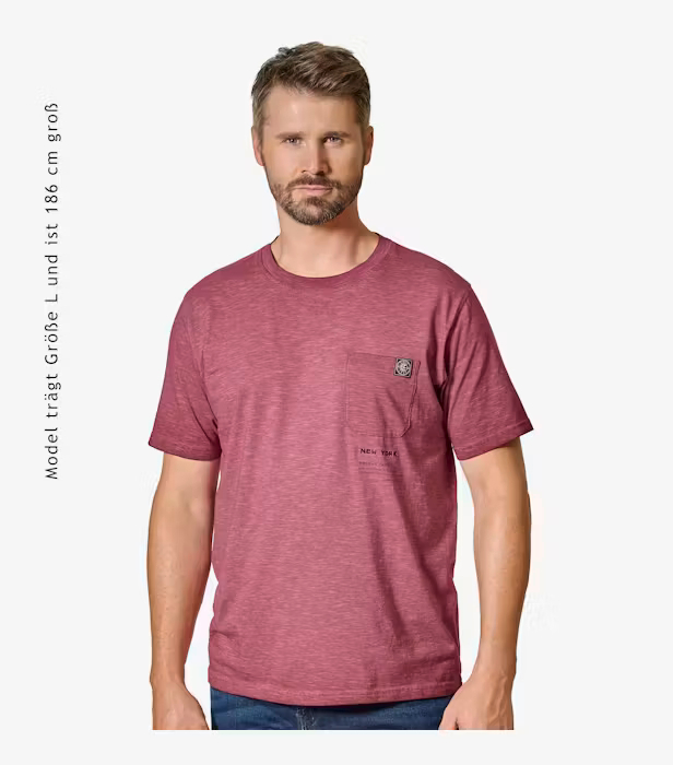 Tricou O Neck bumbac barbati CASA MODA New York visiniu [4]