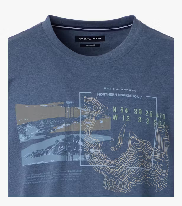 Tricou O Neck barbati CASA MODA Northern Navigation  albastru [3]