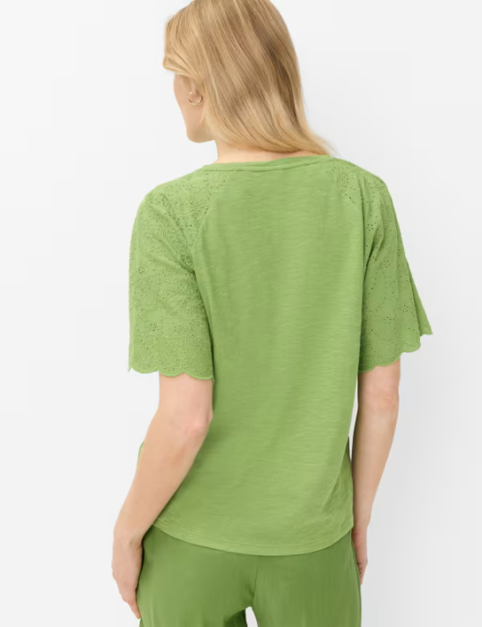 Tricou bumbac brodat guler rotund femei BRAX CAELEN verde [3]