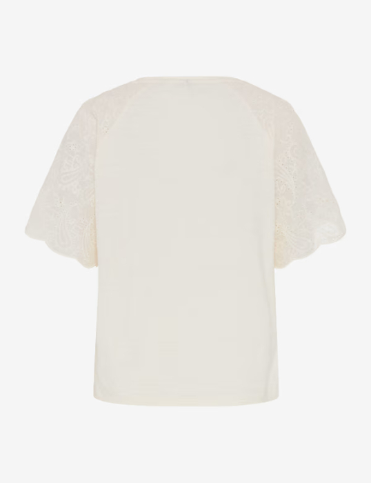 Tricou bumbac brodat guler rotund femei BRAX CAELEN  crem [5]