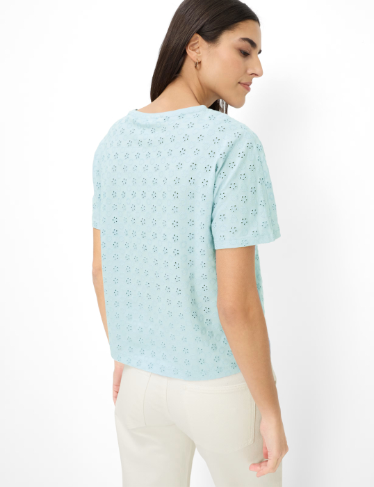 Bluza bumbac brodat guler rotund femei BRAX CAELEN S bleu [3]