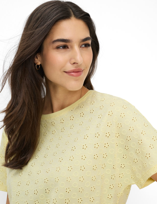 Bluza bumbac brodat guler rotund femei BRAX CAELEN S galben [4]