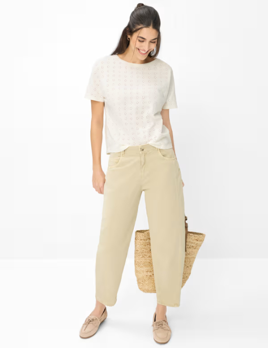 Bluza bumbac brodat guler rotund femei BRAX CAELEN S crem [6]