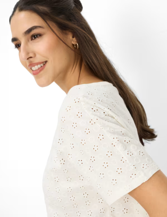 Bluza bumbac brodat guler rotund femei BRAX CAELEN S crem [7]