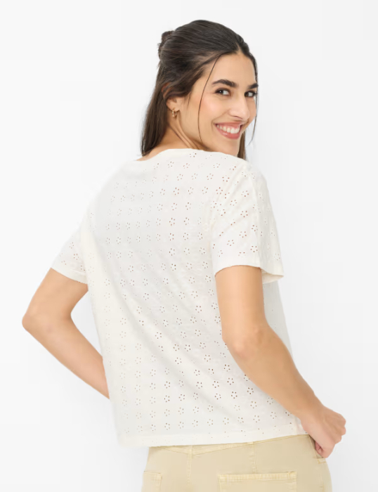 Bluza bumbac brodat guler rotund femei BRAX CAELEN S crem [3]