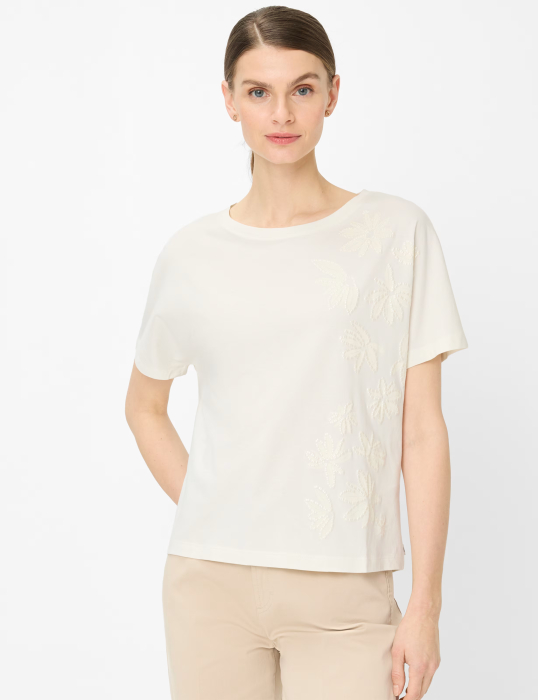 Tricou bumbac guler rotund femei BRAX CAELEN crem model floral [2]