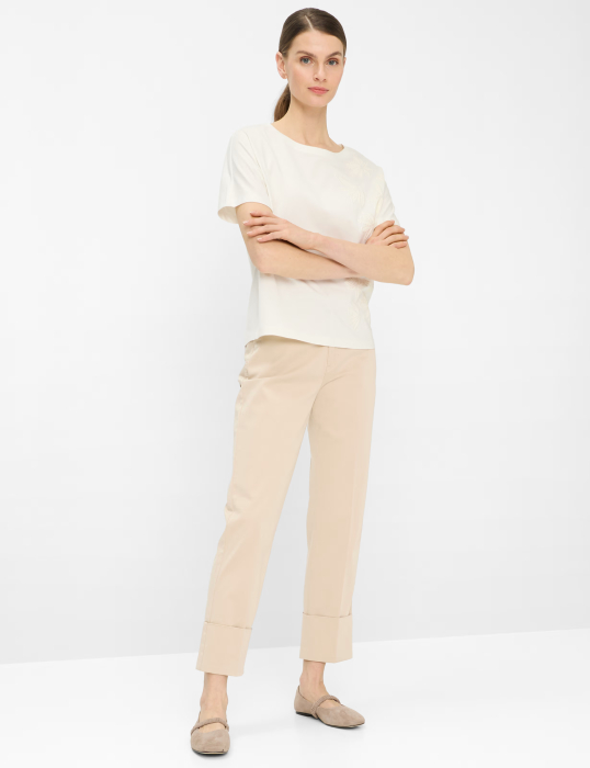 Tricou bumbac guler rotund femei BRAX CAELEN crem model floral [5]