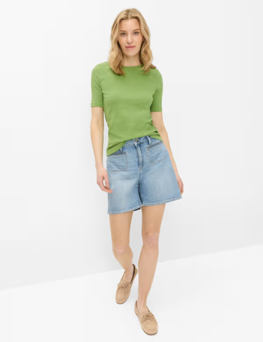 Tricou O Neck bumbac femei BRAX CARINA S verde [5]