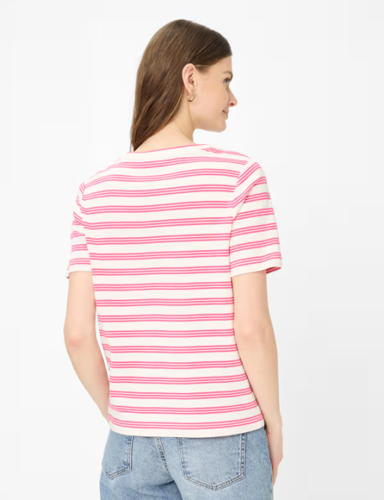 Tricou O Neck bumbac femei BRAX CIRA S  roz dungi [3]