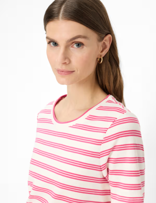 Tricou O Neck bumbac femei BRAX CIRA S  roz dungi [5]