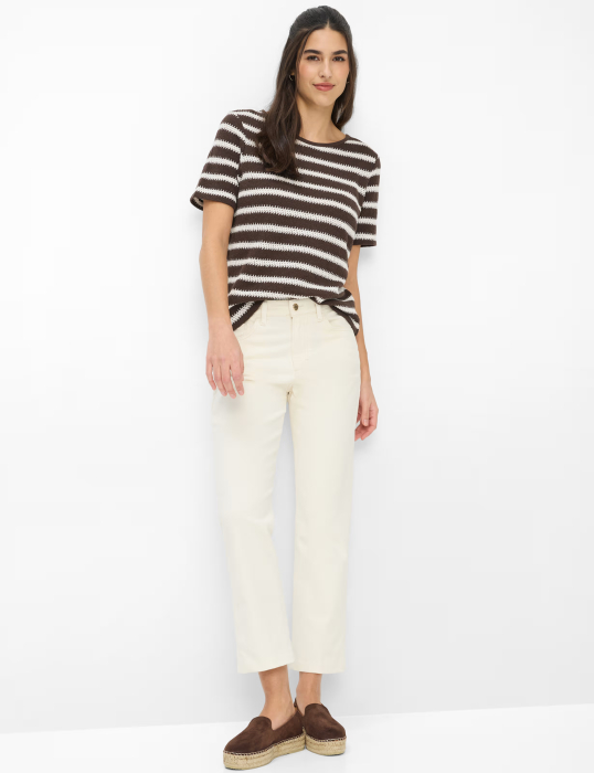 Tricou crosetat O Neck femei BRAX CIRA S maro dungi [7]