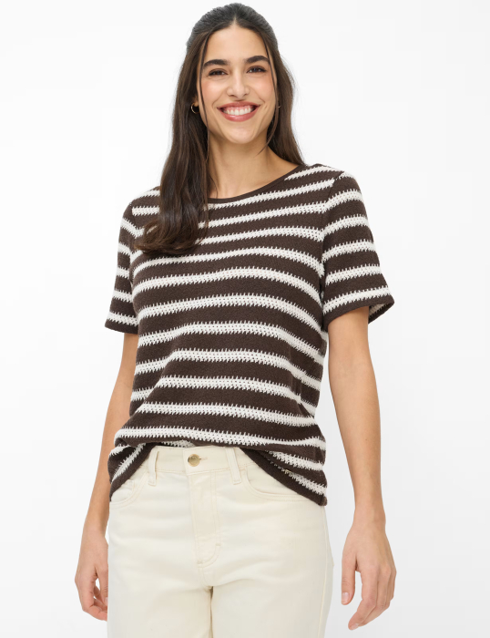 Tricou crosetat O Neck femei BRAX CIRA S maro dungi [2]