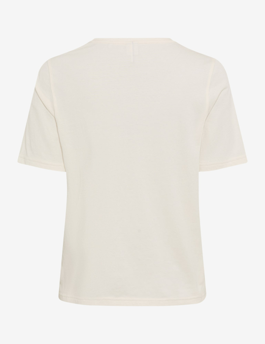 Tricou O Neck bumbac brodat CIRA S crem [2]