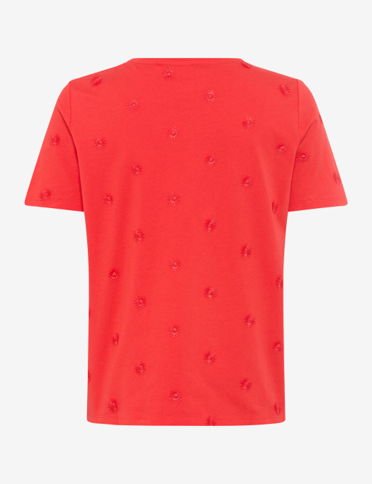 Tricou O Neck bumbac brodat femei BRAX CIRA S rosu [4]