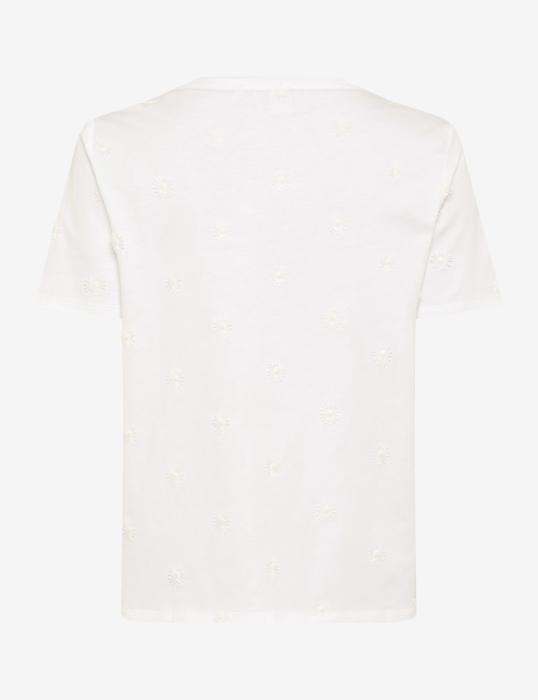 Tricou O Neck bumbac brodat femei BRAX CIRA S  alb [5]