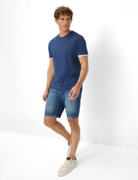 Tricou O-neck bumbac barbati BRAX TED albastru [5]
