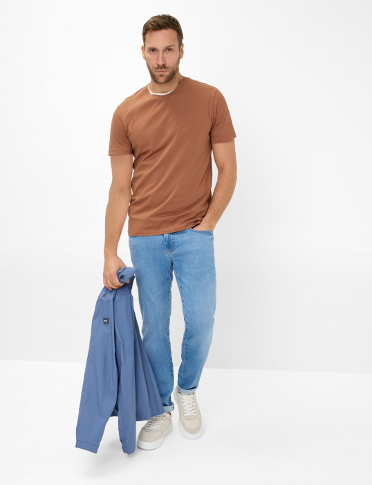 Tricou O-neck bumbac barbati BRAX TED maro [5]