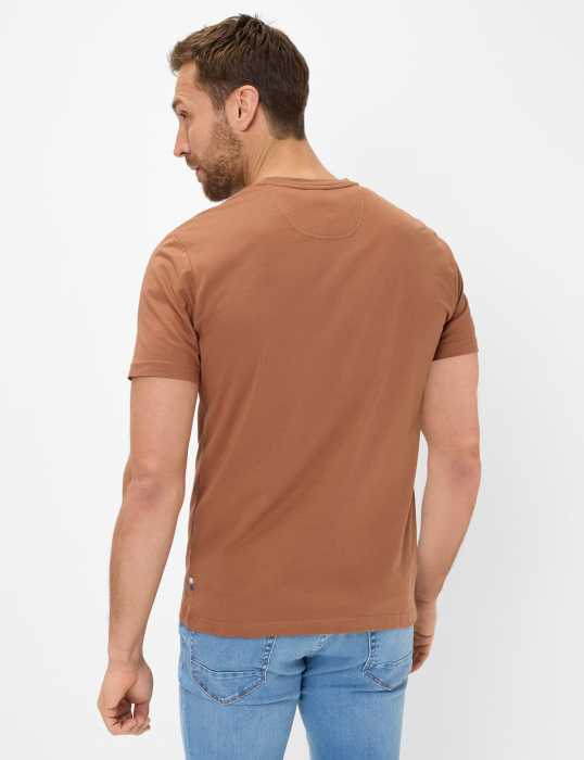 Tricou O-neck bumbac barbati BRAX TED maro [4]