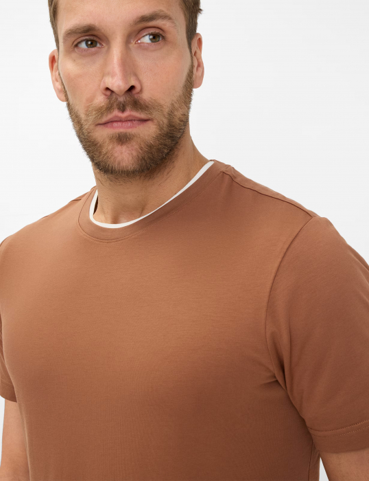 Tricou O-neck bumbac barbati BRAX TED maro [7]