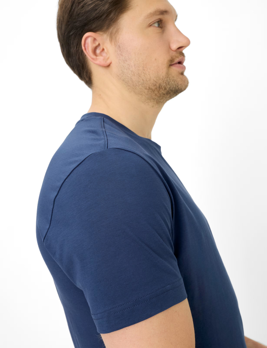 Tricou O-neck bumbac barbati BRAX TED albastru inchis [7]