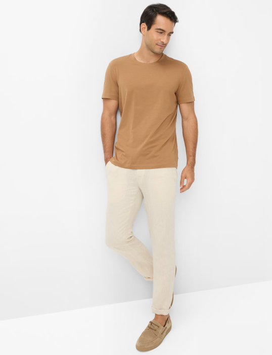 Tricou O-neck bumbac barbati BRAX TED camel [5]