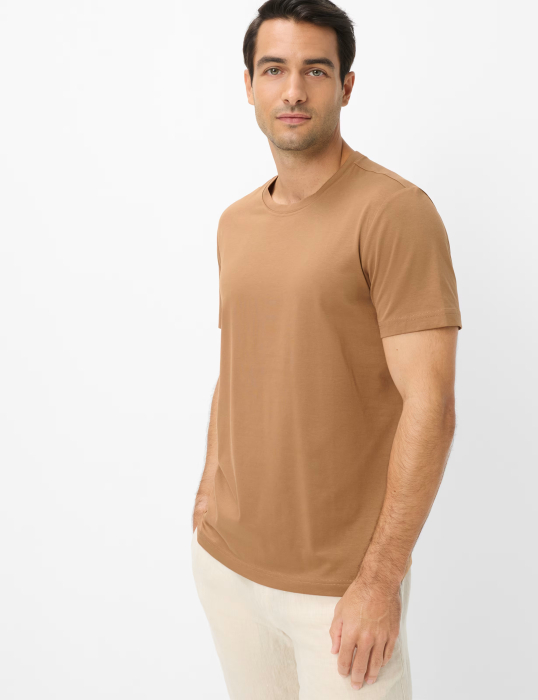 Tricou O-neck bumbac barbati BRAX TED camel [3]
