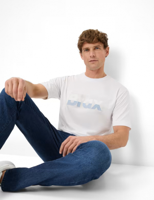 Tricou O-neck bumbac barbati BRAX TED P alb logo [6]