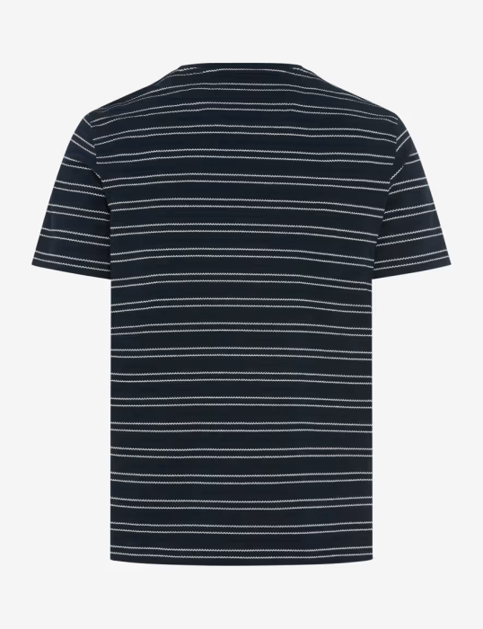 Tricou bumbac texturat O Neck barbati BRAX TJADE bleumarin dungi [7]