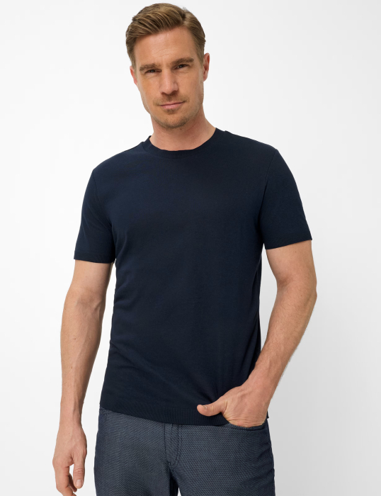 Tricou O Neck bumbac/modal barbati BRAX TREVO bleumarin [3]