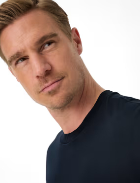 Tricou O Neck bumbac/modal barbati BRAX TREVO bleumarin [7]