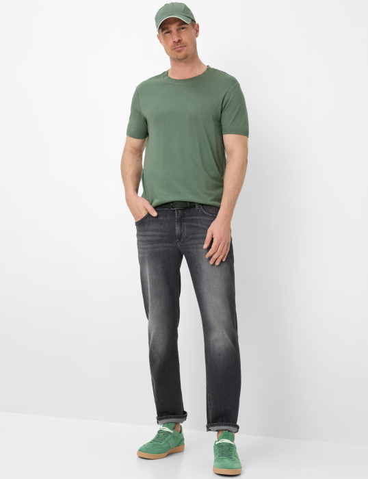 Tricou O Neck bumbac/modal barbati BRAX TREVO verde [5]