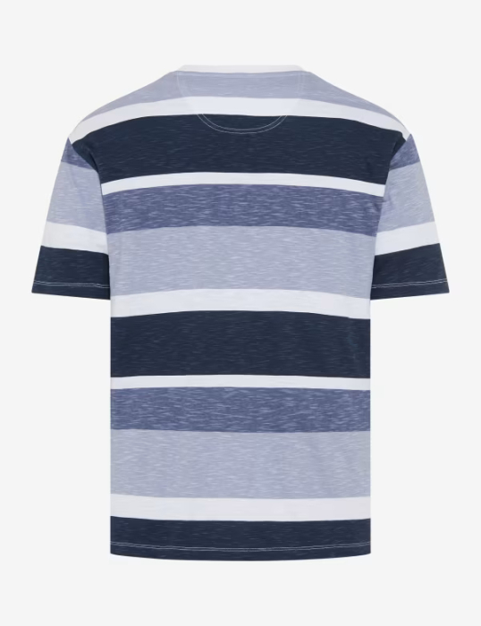 Tricou O Neck bumbac barbati BRAX TROY S albastru dungi [7]