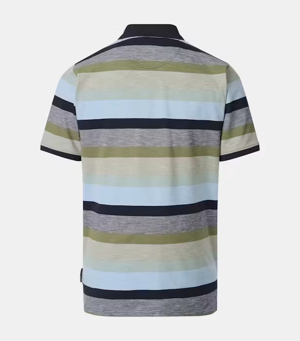 Tricou polo bumbac barbati CASA MODA oliv/bleu dungi [2]