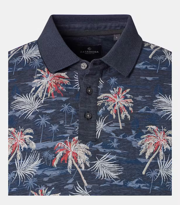 Tricou polo bumbac barbati CASA MODA bleumarin print estival [3]