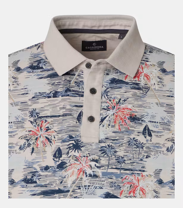 Tricou polo bumbac barbati CASA MODA bej print estival [3]