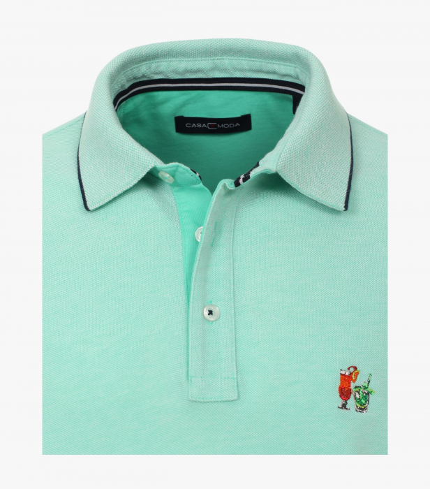 Tricou polo bumbac barbati CASA MODA turcoaz broderie Cocktails [4]