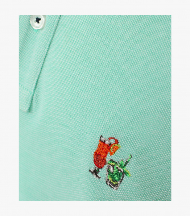 Tricou polo bumbac barbati CASA MODA turcoaz broderie Cocktails [2]