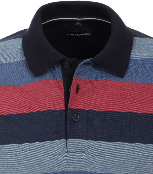Tricou polo bumbac barbati CASA MODA dungi visiniu/albastru [3]