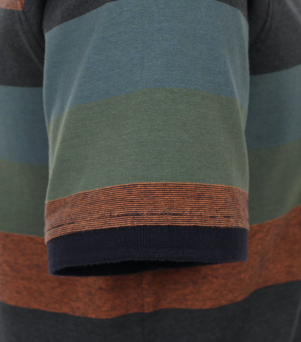 Tricou polo bumbac barbati CASA MODA dungi caramiziu/verde [3]