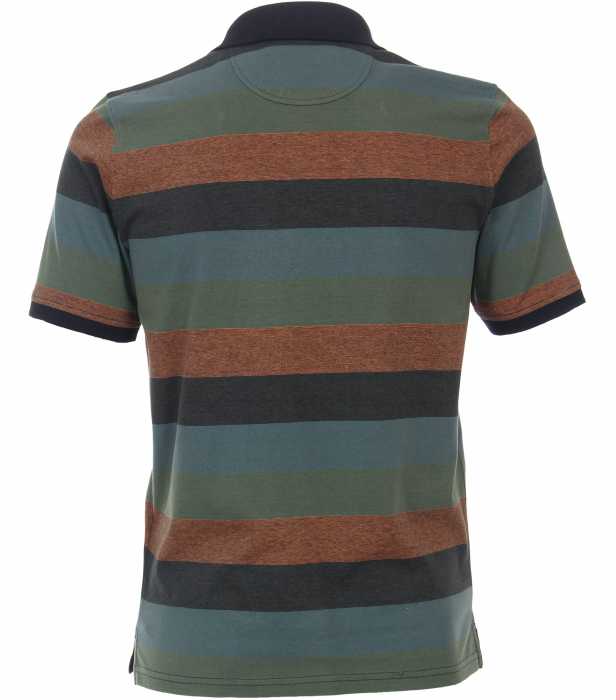 Tricou polo bumbac barbati CASA MODA dungi caramiziu/verde [2]