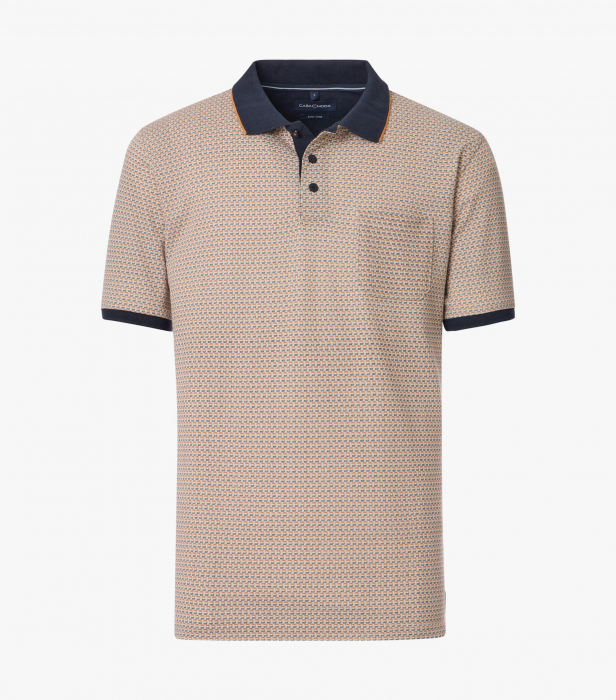 Tricou polo barbati CASA MODA bej cerculete portocaliu/albastru [1]
