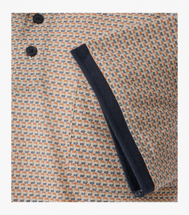 Tricou polo barbati CASA MODA bej cerculete portocaliu/albastru [4]