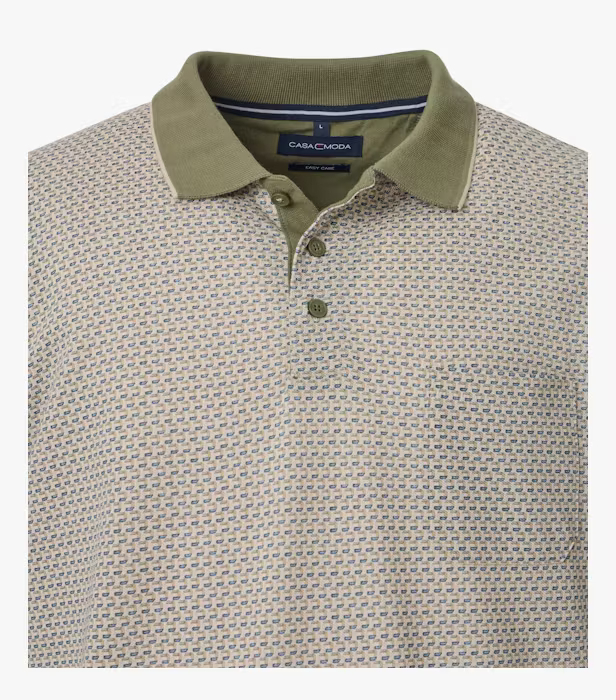 Tricou polo barbati CASA MODA bej cerculete oliv/albastru [3]