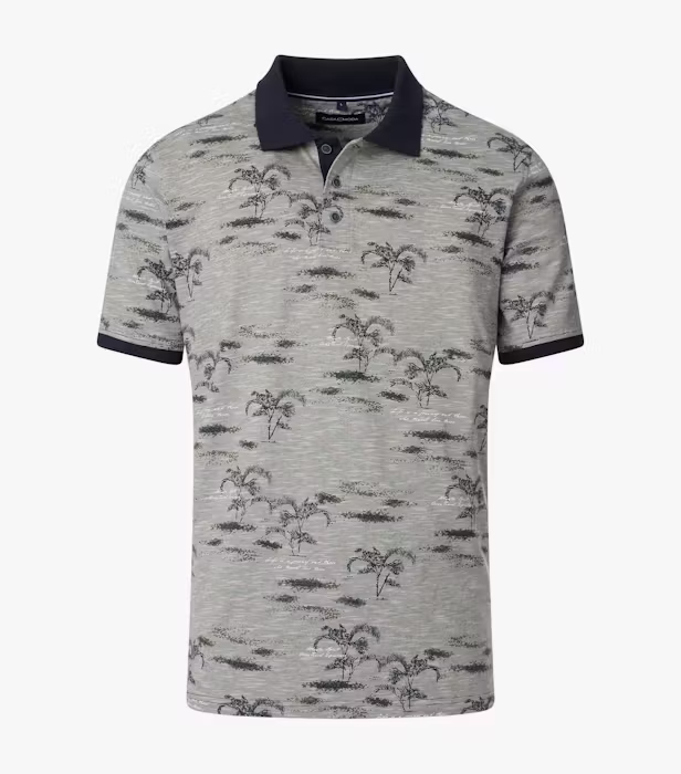Tricou polo bumbac barbati CASA MODA oliv print arbust [1]