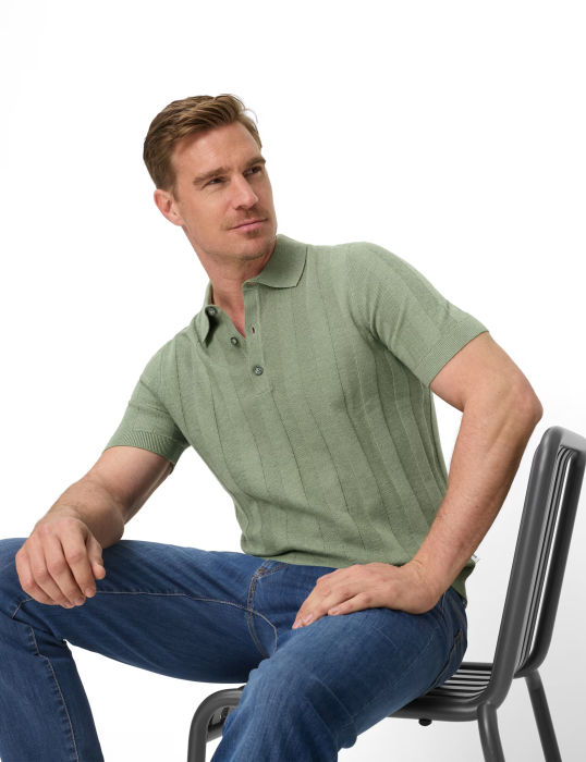 Tricou polo in/bumbac barbati BRAX PASCAL verde [6]