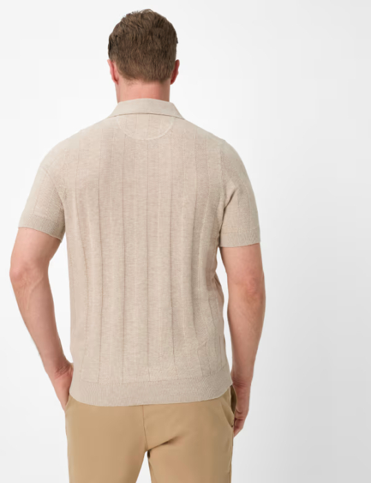 Tricou polo in/bumbac barbati BRAX PASCAL bej dungi [3]